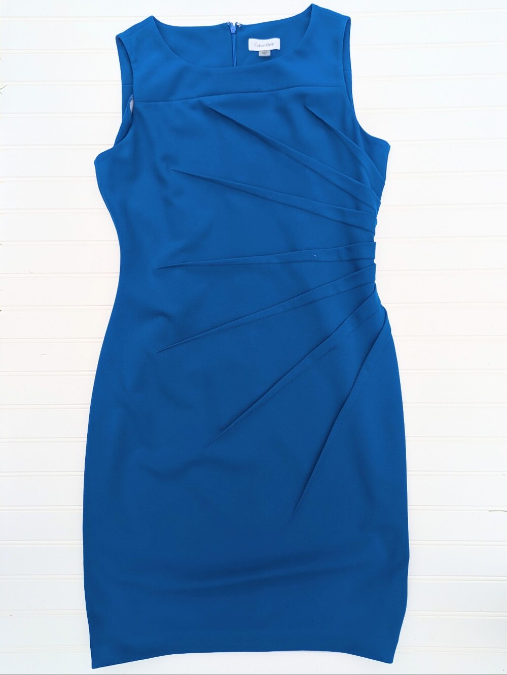 Calvin Klein Royal Blue Gathered Sheath Dress